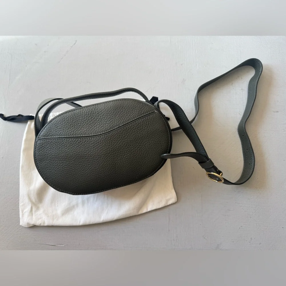 Like New CUYANA Top Handle Crossbody Bag in Dark Olive Pebbled Leather